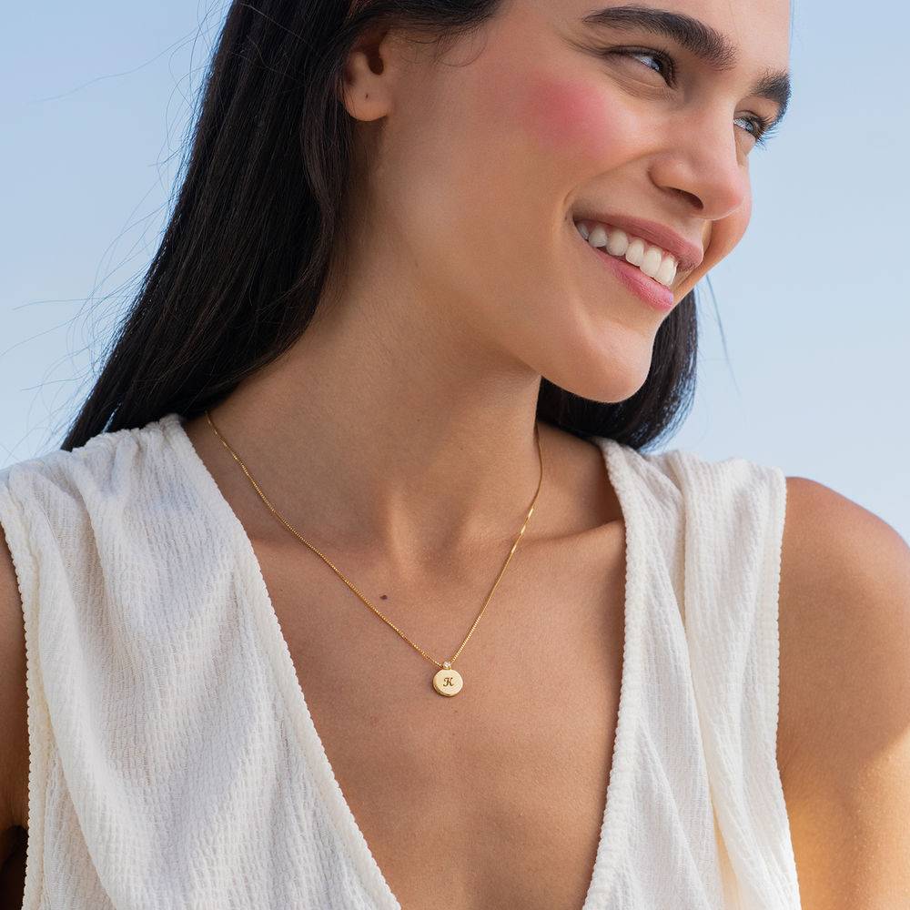 Small Circle Initial Necklace with Diamond in 18ct Gold Vermeil-1 product photo