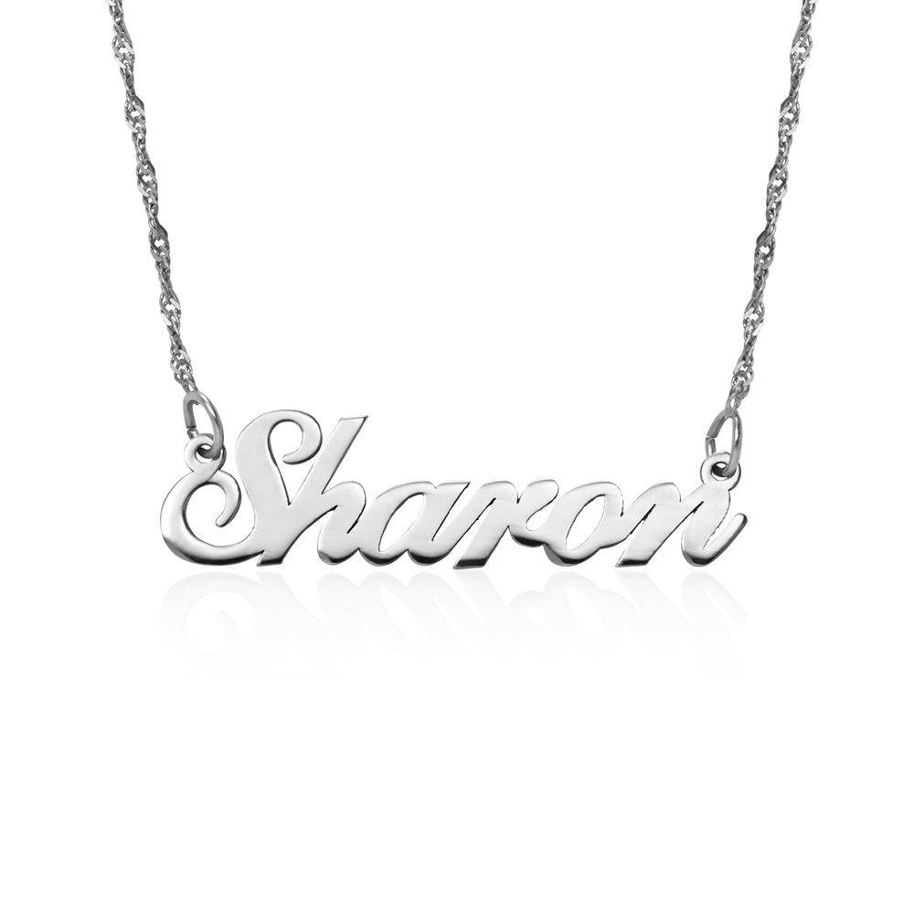 Hollywood Small Name Necklace in 14K Solid White Gold product photo