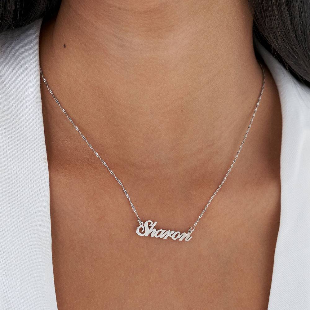 Hollywood Small Name Necklace in 14ct White Gold-4 product photo