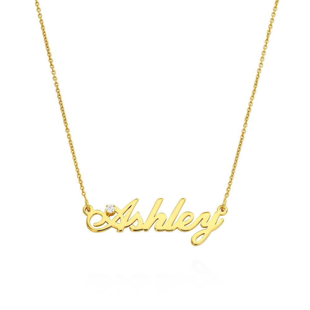 Hollywood Small Name Necklace with 0.05 CT Diamond in 18K Gold Plating-2 product photo