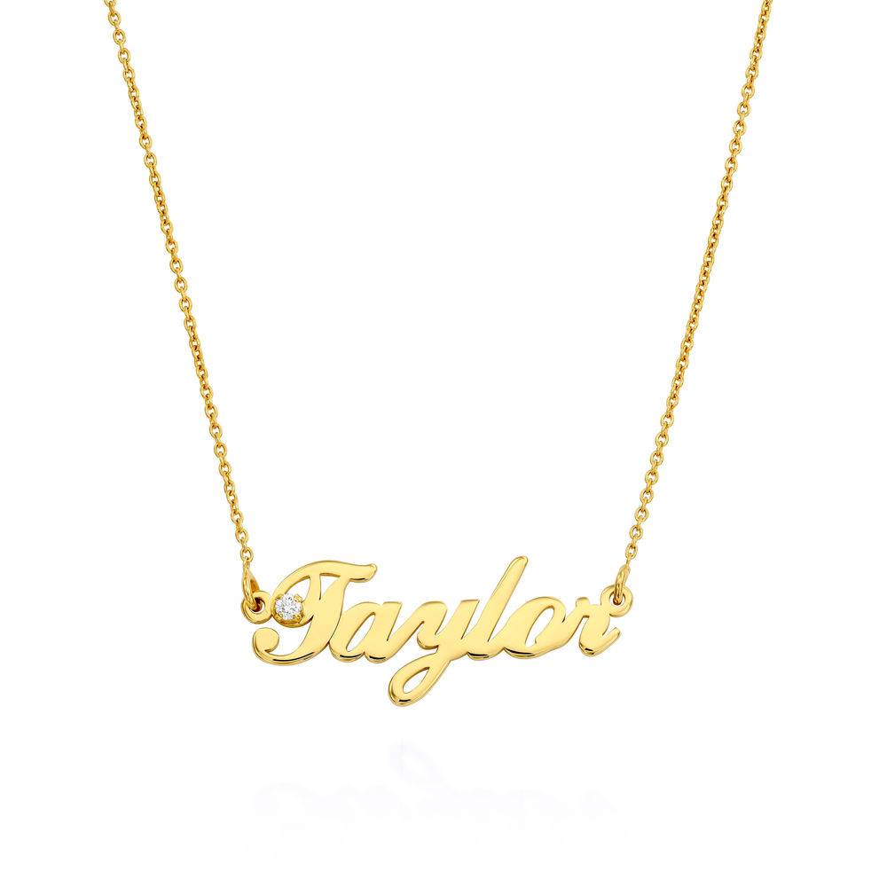 Hollywood Small Name Necklace in 18ct Gold Vermeil with 5 Points Carats Diamond product photo