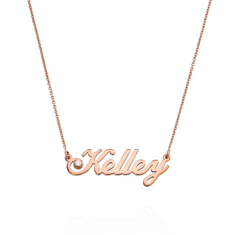Hollywood Small Name Necklace with 0.05 CT Diamond in 18K Rose Gold Plating-2 product photo
