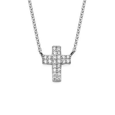 Small Cross Necklace with Cubic Zirconia product photo