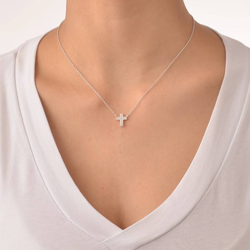 Small Cross Necklace with Cubic Zirconia-1 product photo