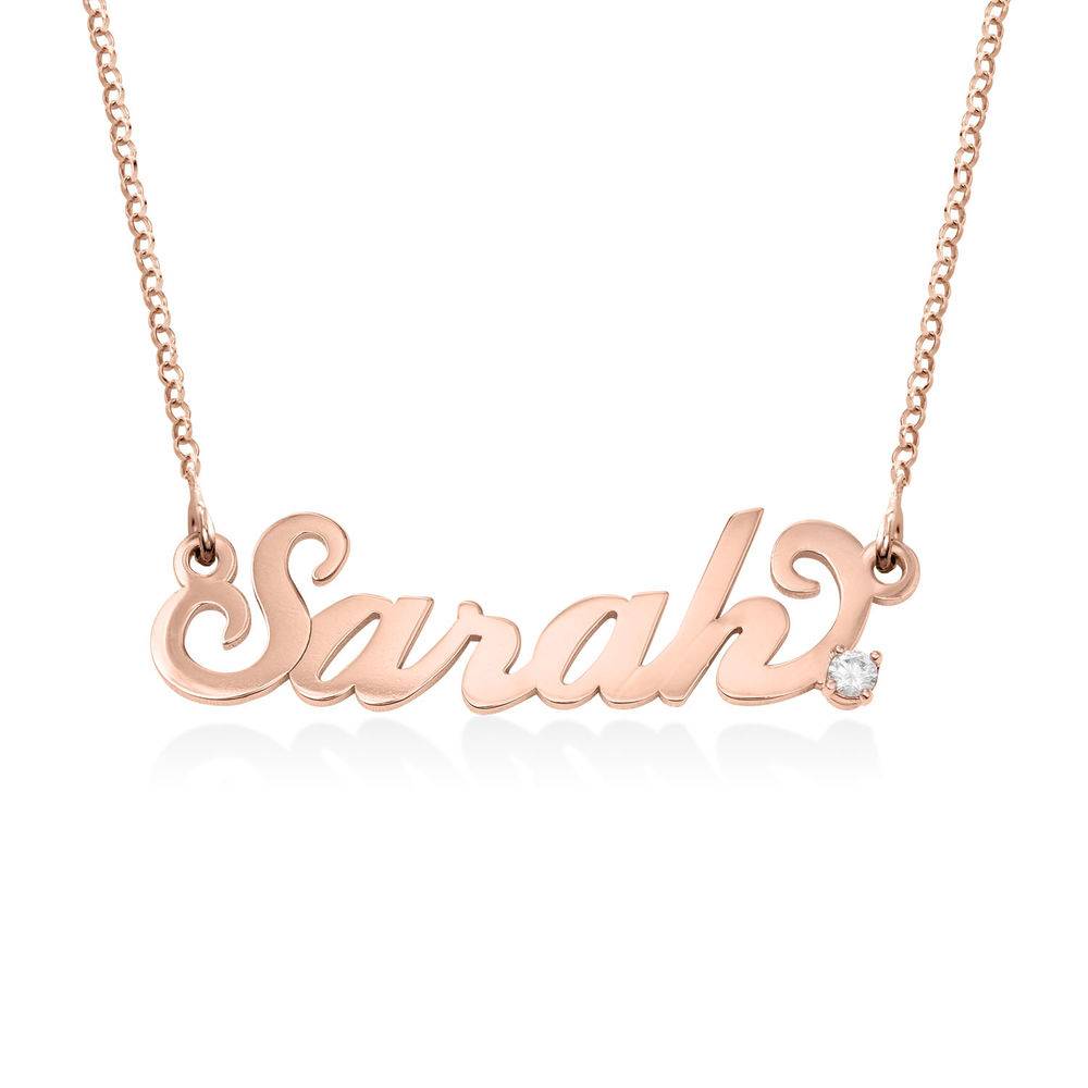 Small Carrie Name Necklace in 18k Rose Gold Plating with Diamond product photo