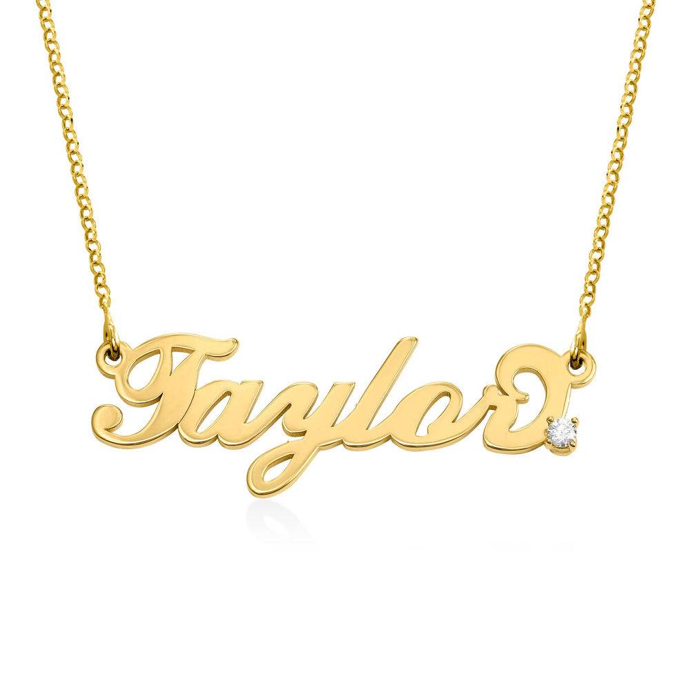 Small “Carrie” Style Name Necklace with Diamond in 18ct Gold Vermeil product photo