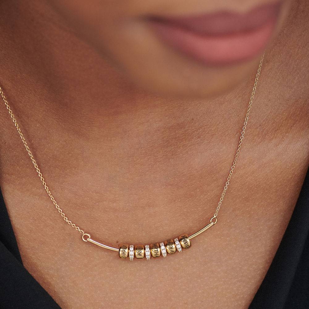 Smile Bar Necklace with Custom Beads in 18ct Gold Plating-4 product photo