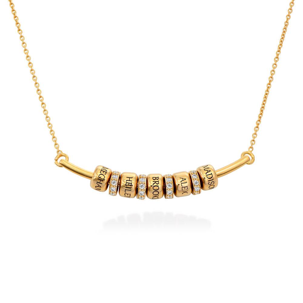 Smile Bar Necklace with Custom Beads in Gold Vermeil-5 product photo