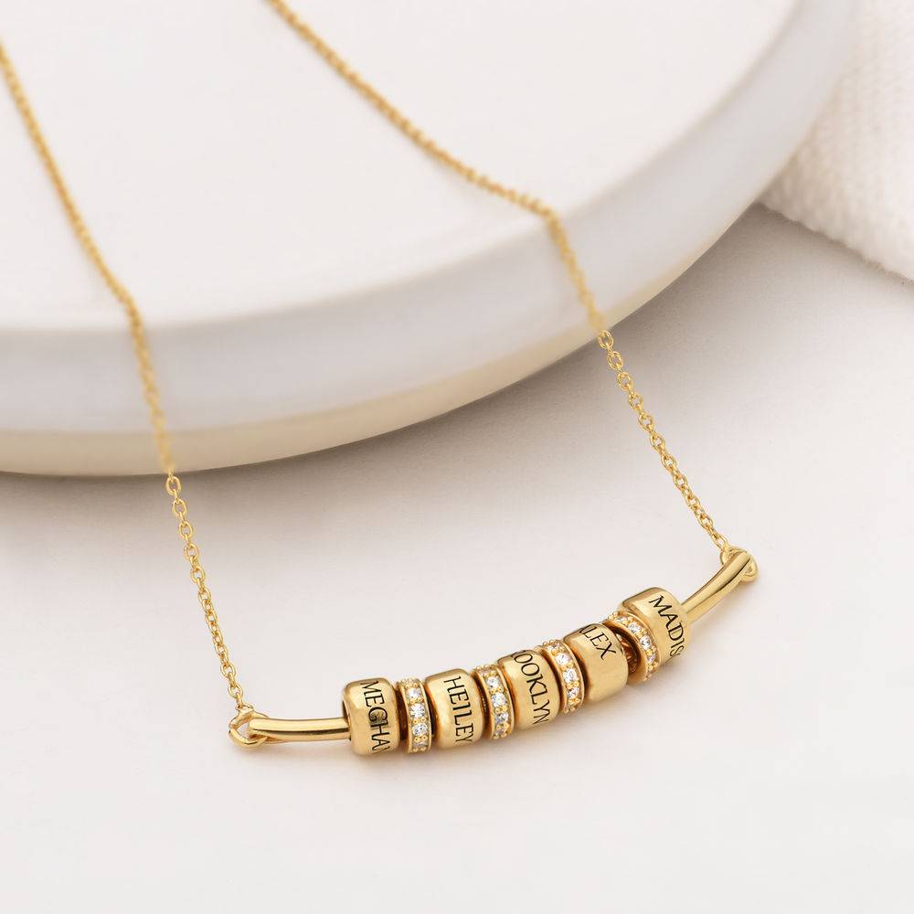 Smile Bar Necklace with Custom Beads in Gold Vermeil product photo