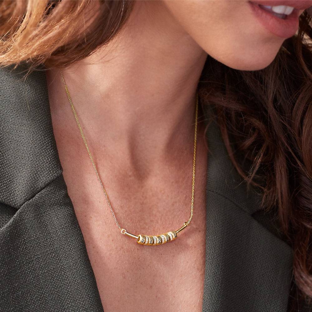 Smile Bar Necklace with Custom Beads in 18ct Gold Vermeil-2 product photo
