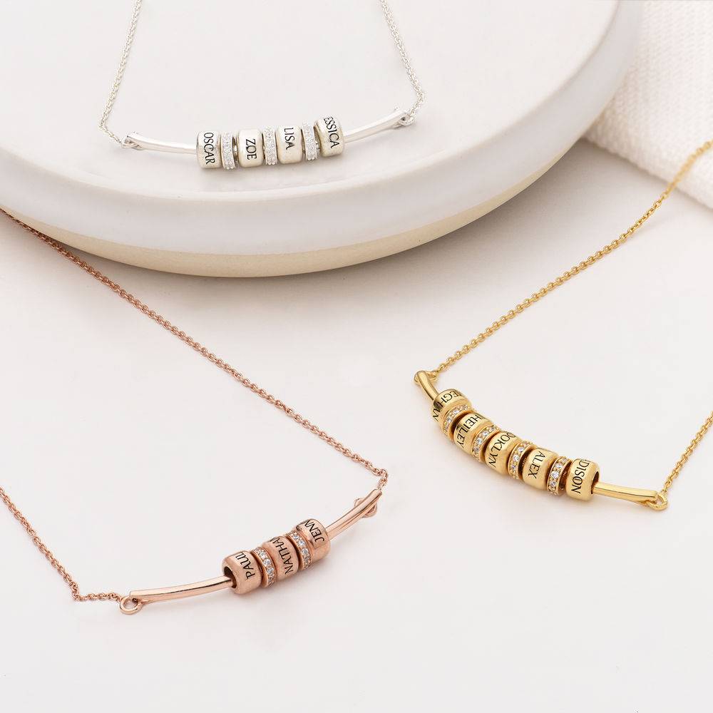 Smile Bar Necklace with Custom Beads in Rose Gold Plating-1 product photo
