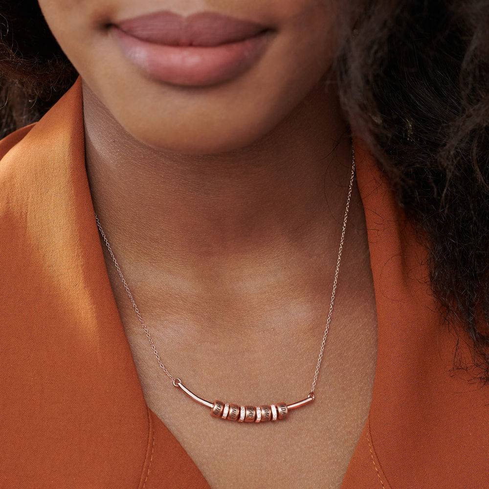 Smile Bar Necklace with Custom Beads in Rose Gold Plating product photo