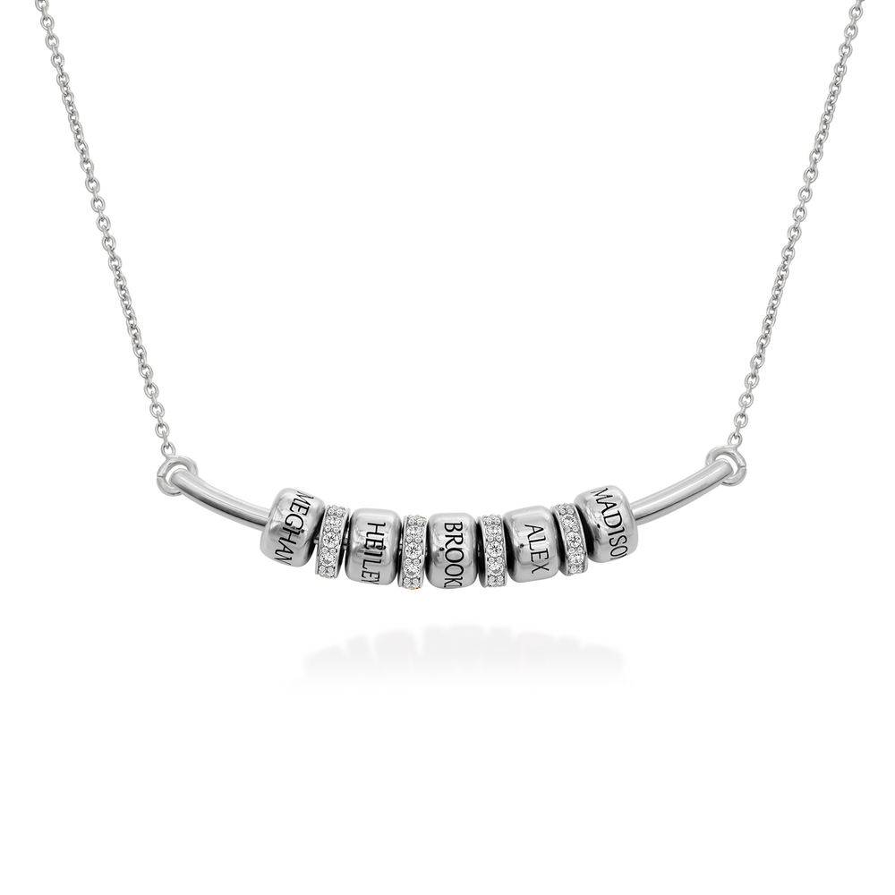 Smile Bar Necklace with Custom Beads in Sterling Silver-4 product photo