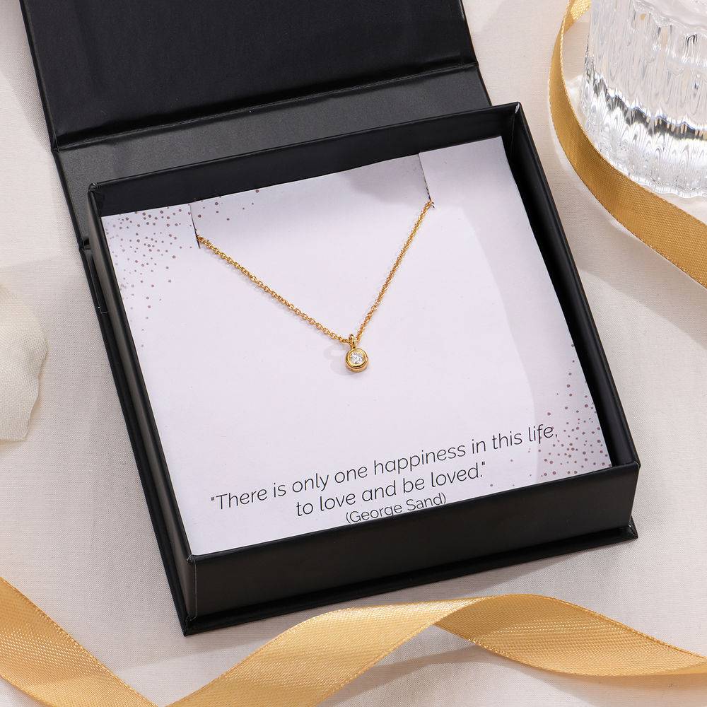 Solitaire Diamond Necklace in 18ct Gold Plating with Giftbox & product photo