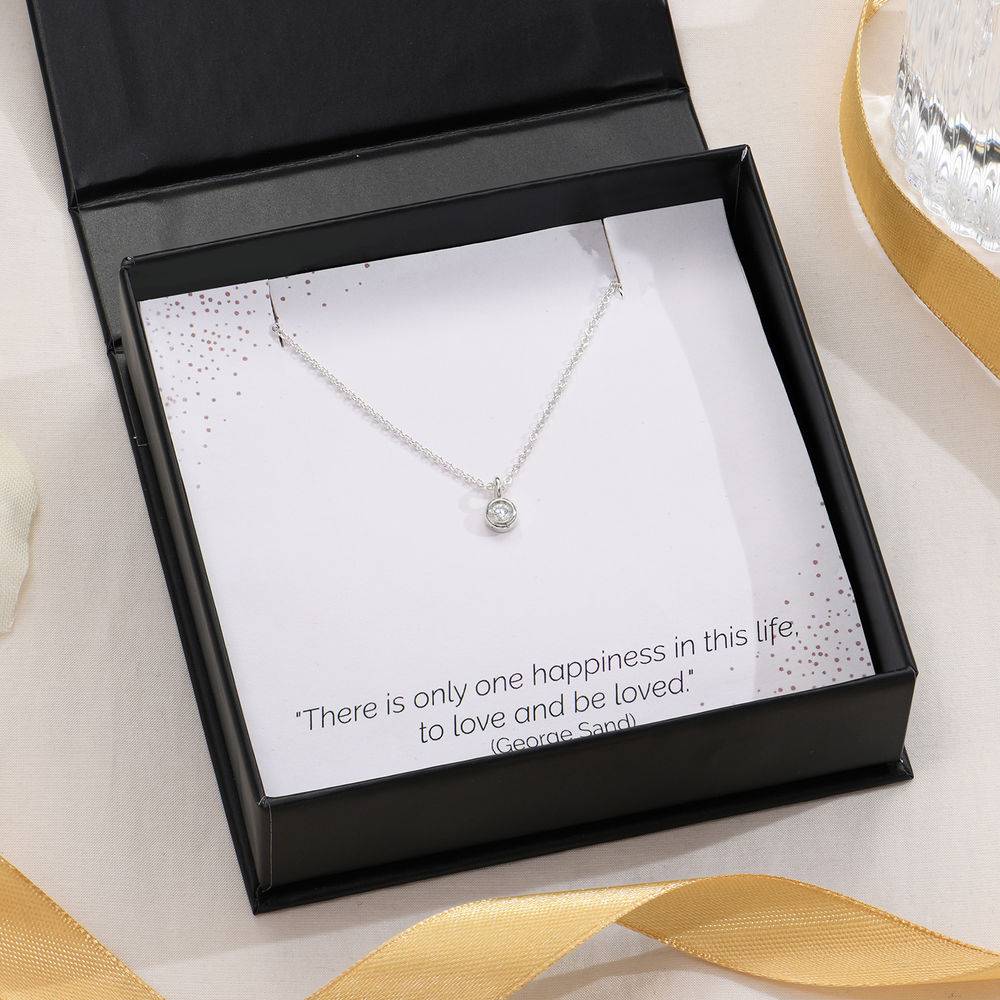 Solitaire Diamond Necklace with Giftbox & Prewritten Gift Note Package in Sterling Silver-1 product photo