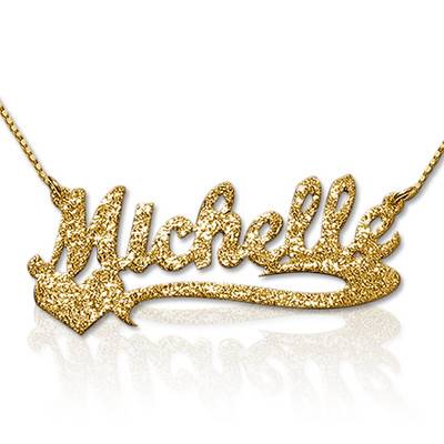 Sparkling Diamond-Cut Gold Plated Heart Name Necklace product photo