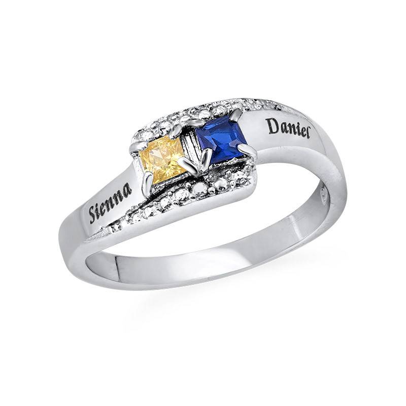 Sparkling Two Birthstone Ring with Engraving product photo