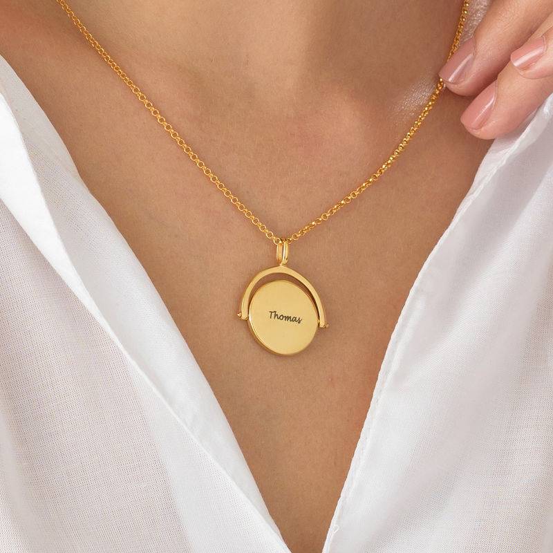 Spinning Engraved Necklace in Gold Plating-3 product photo