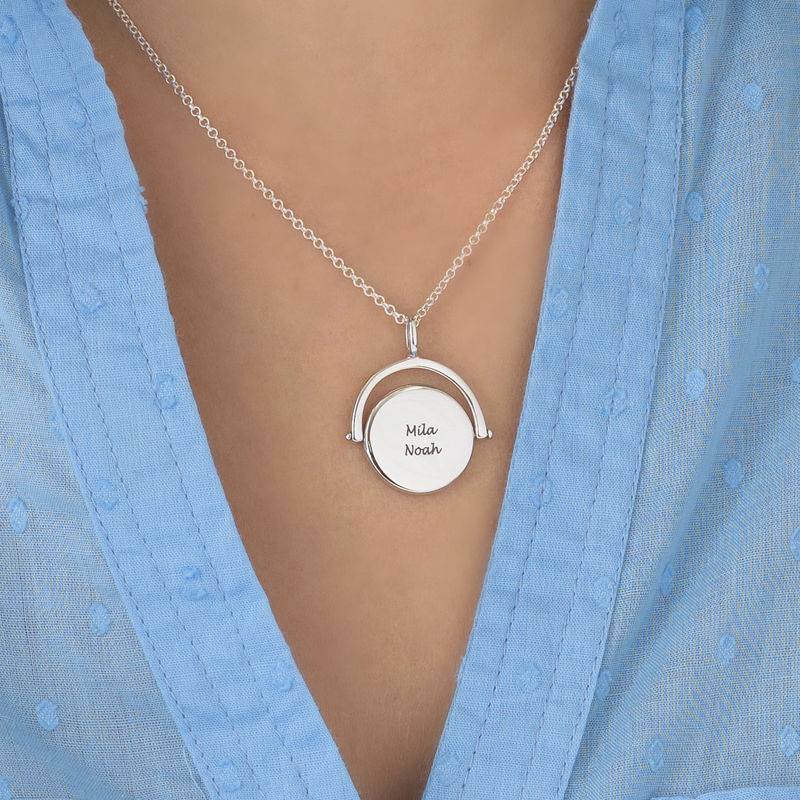 Spinning Engraved Necklace in Silver product photo