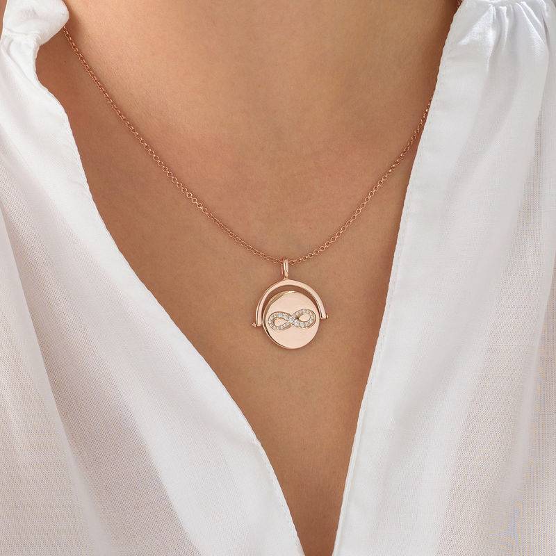 Spinning Infinity  Pendant Necklace in Rose Gold Plating-2 product photo