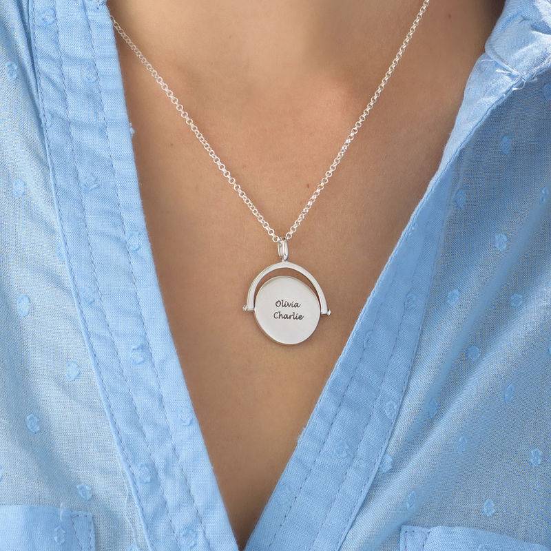 Spinning Infinity  Pendant Necklace in Silver-5 product photo