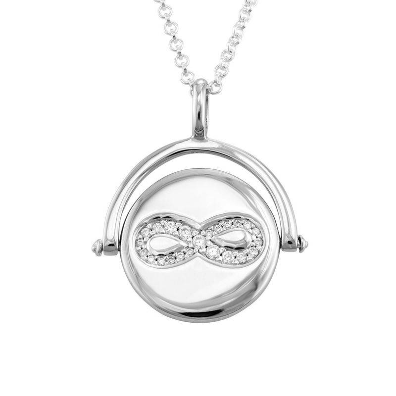 Spinning Infinity  Pendant Necklace in Silver-5 product photo