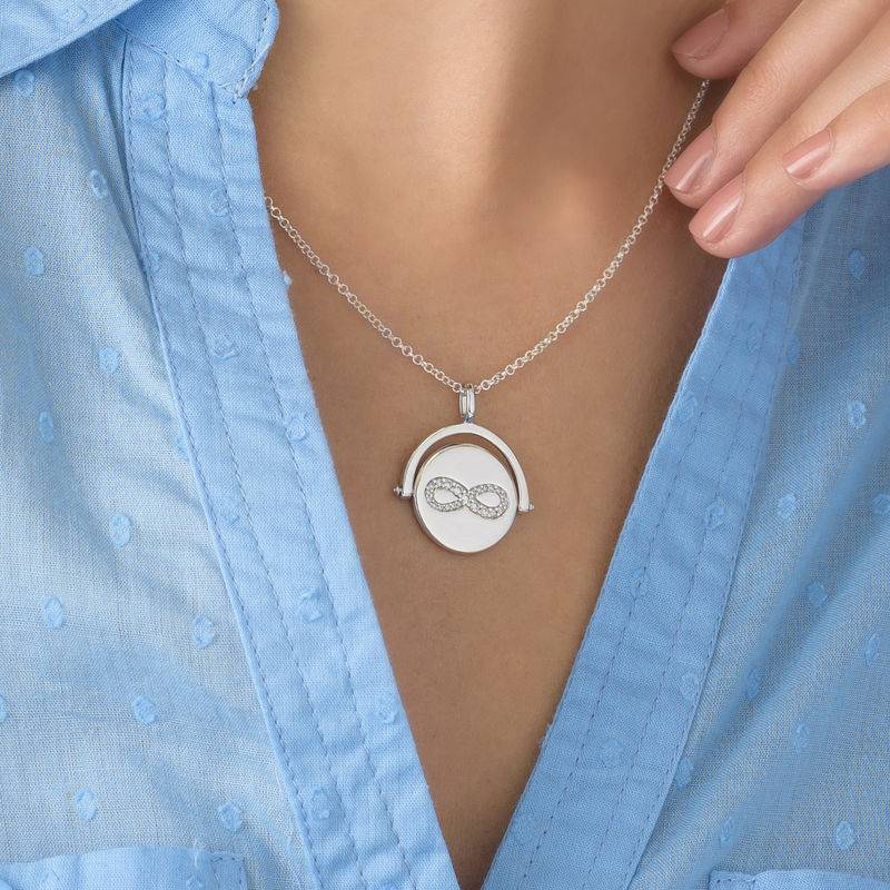 Spinning Infinity  Pendant Necklace in Silver product photo