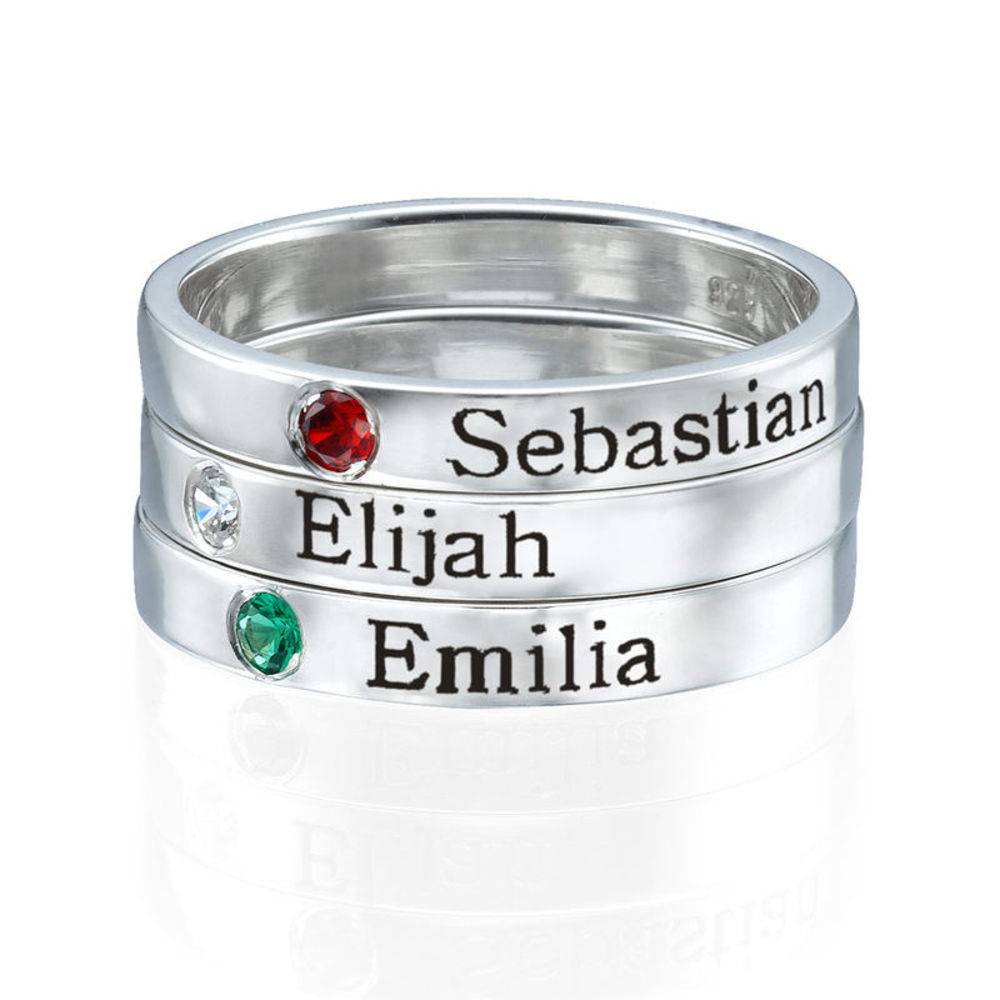 Stackable Birthstone Name Ring in Sterling Silver-5 product photo