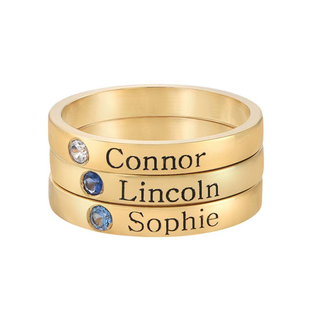 Stackable Name Ring with Birthstone in 14ct gold-1 product photo