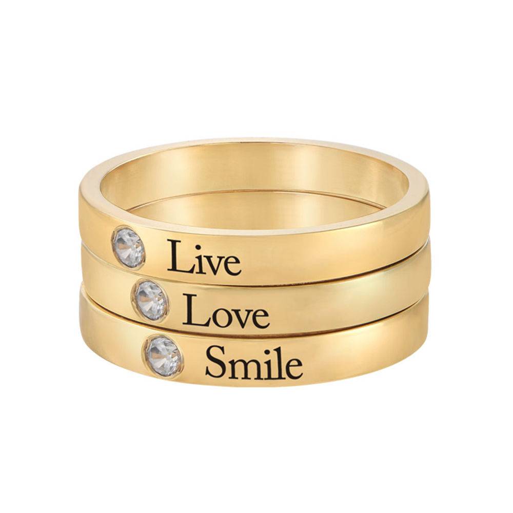 Stackable Birthstone Name Ring - 14K Yellow Gold product photo