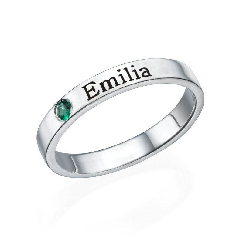 Stackable Birthstone Name Ring in Sterling Silver-4 product photo
