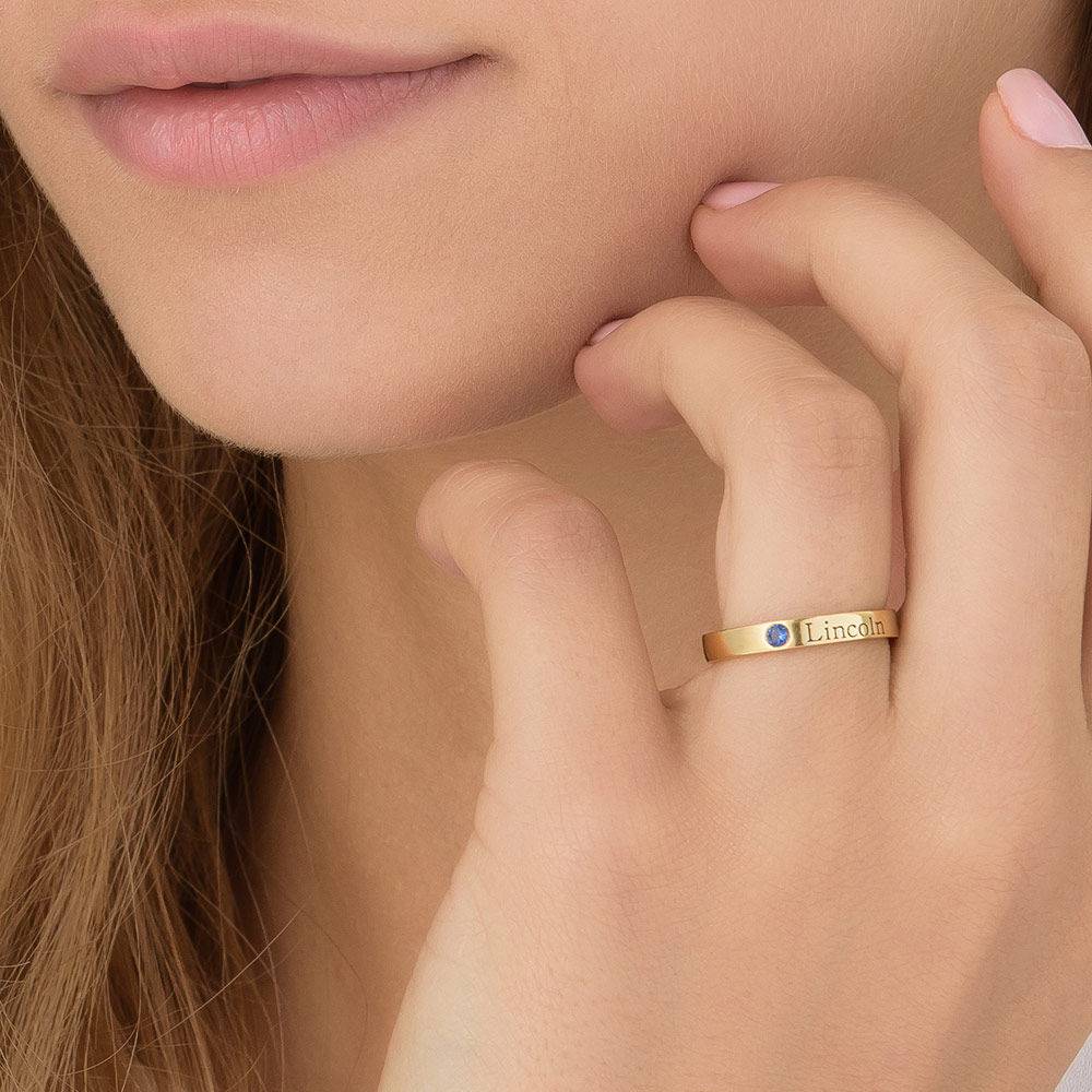 Stackable Birthstone Name Ring - 18ct Gold Plated-3 product photo