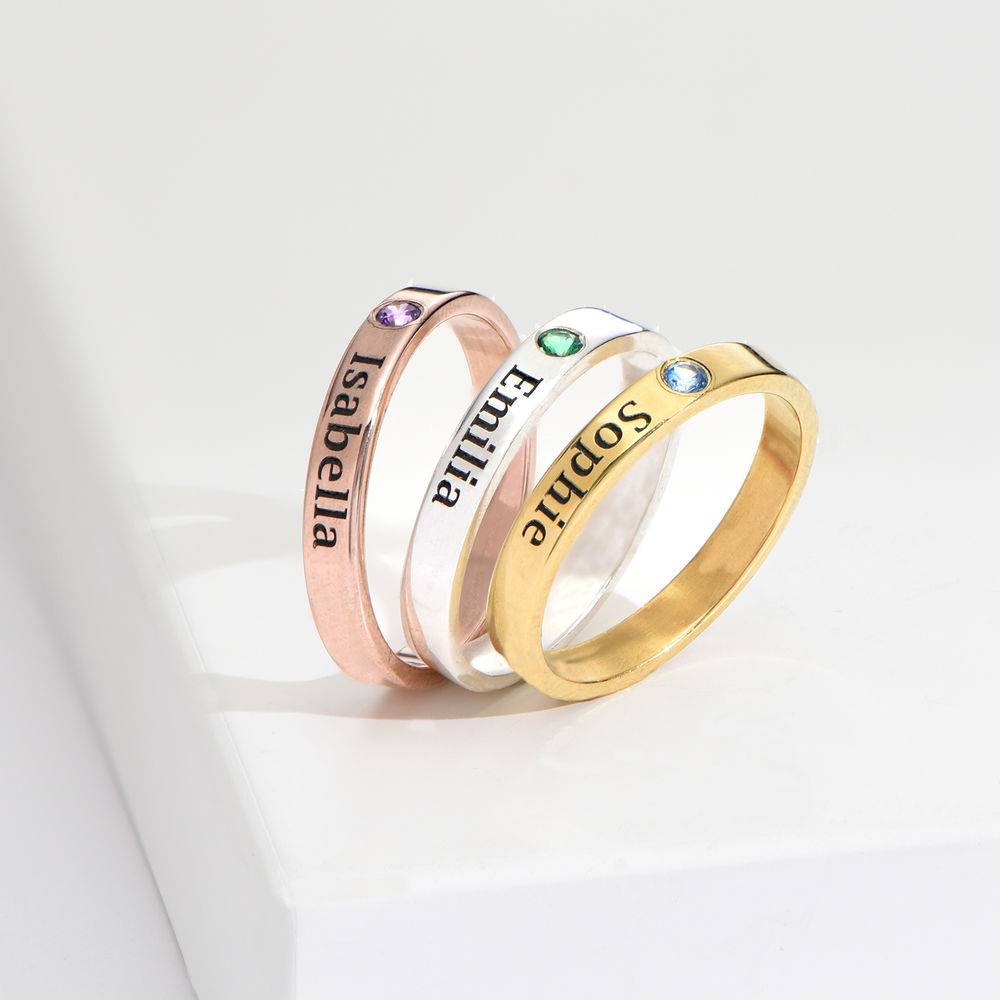 Stackable Birthstone Name Ring - 18k Rose Gold Plated product photo
