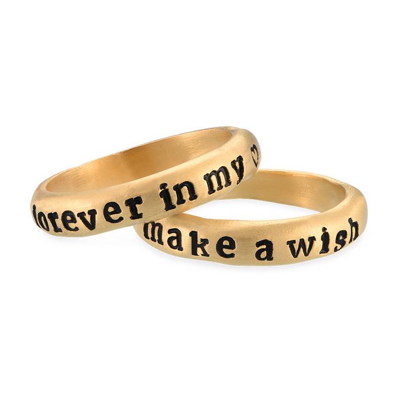 Stackable Engraved Ring with Names in Gold Plating-2 product photo