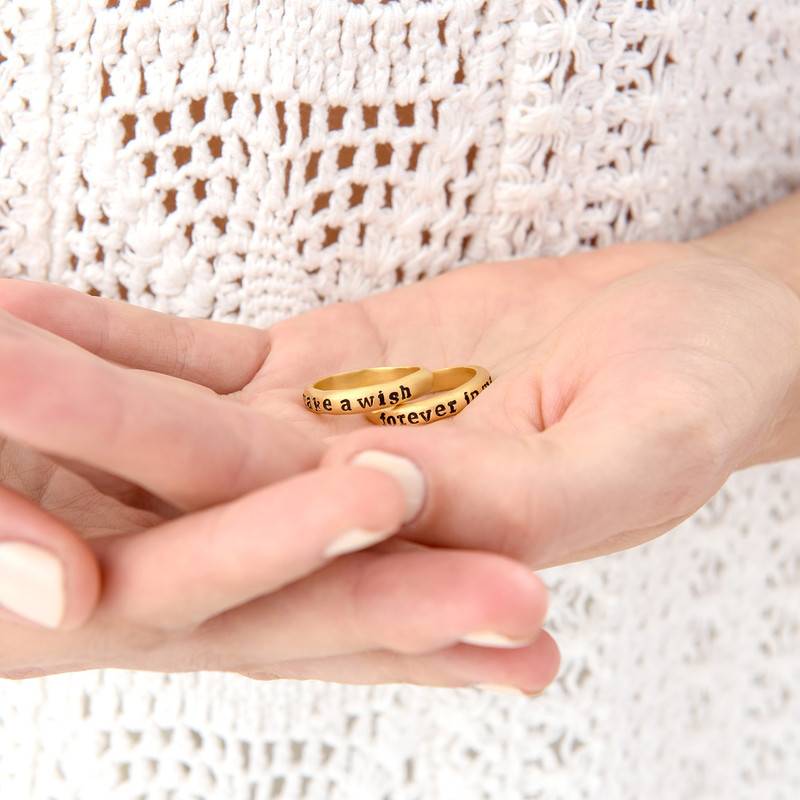 Stackable Engraved Ring with Names in Gold Plating-4 product photo
