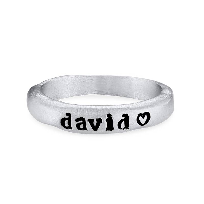 Stabelbar ring med navn i sølv-2 produkt billede