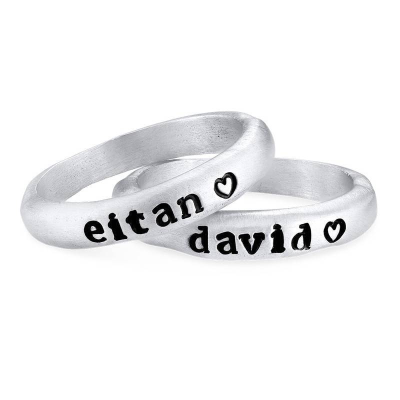 Stackable Engraved Ring with Names in Sterling Silver-2 product photo
