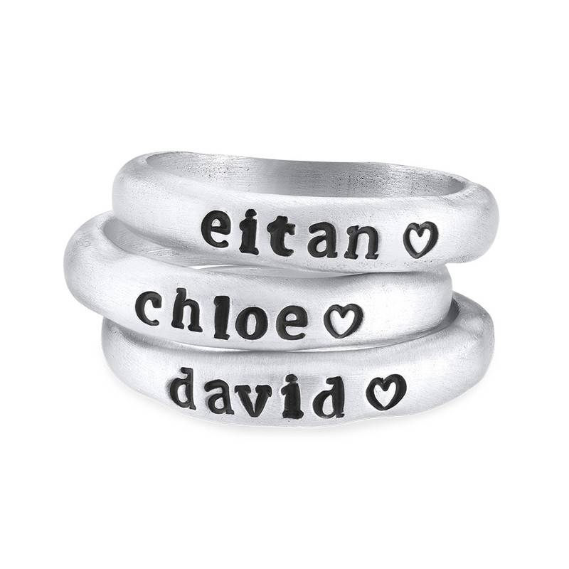 Stackable Engraved Ring with Names in Sterling Silver-3 product photo