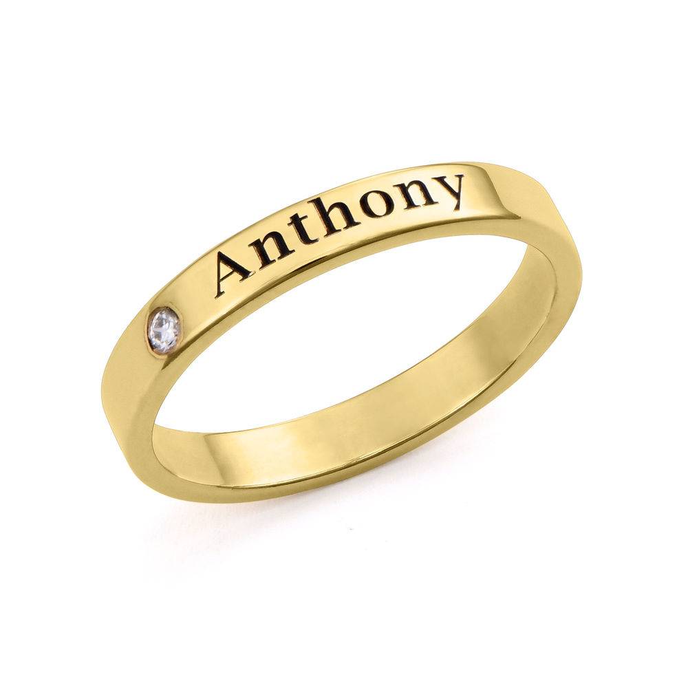 Stackable Name Ring with Diamond in 18ct Gold Plating product photo