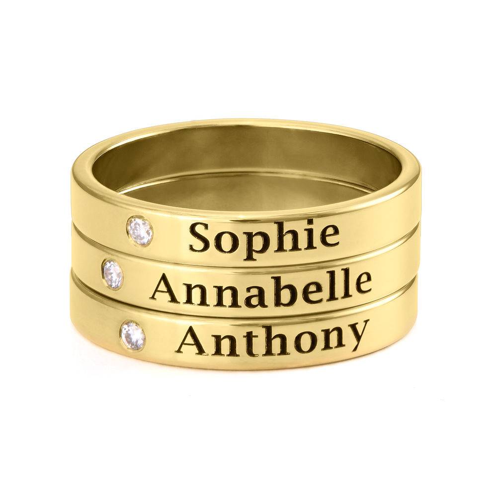 Stackable Diamond Name Ring in 18K Gold Vermeil-3 product photo