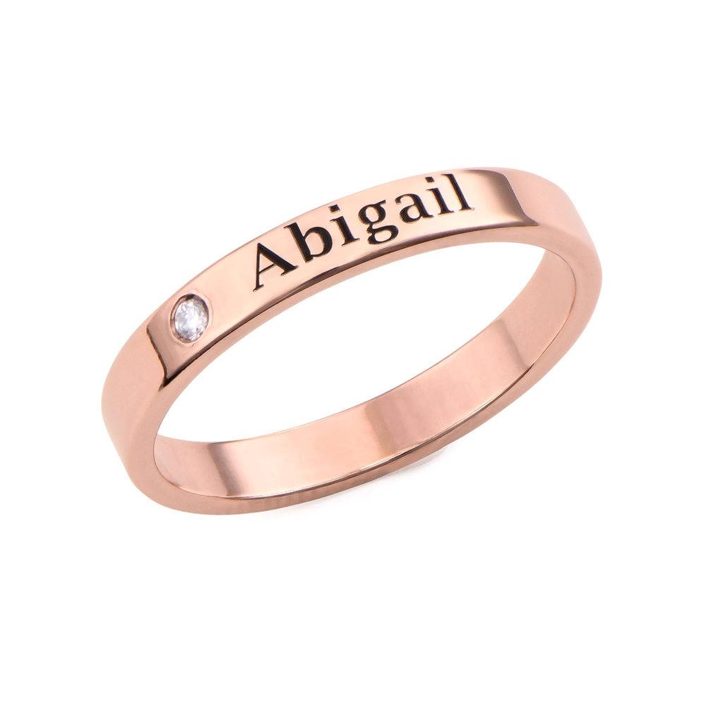 Stackable Name Ring with Diamond in 18ct Rose Gold Plating product photo