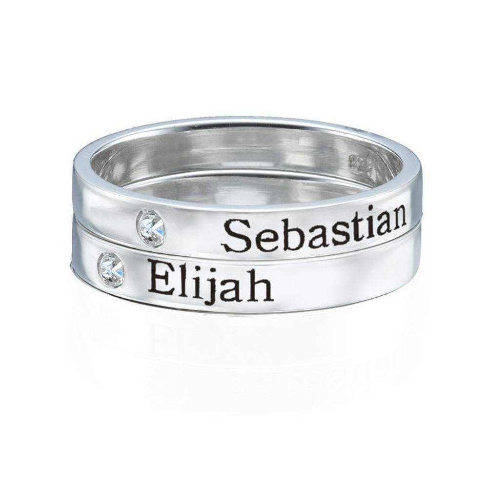 Stackable Name Ring with Diamond in Silver-3 product photo