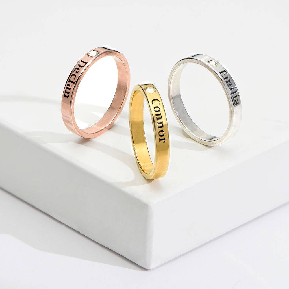 Stackable Name Ring in Silver with Diamond product photo