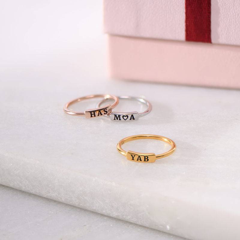 Stackable Nameplate Ring in Gold Plating-3 product photo