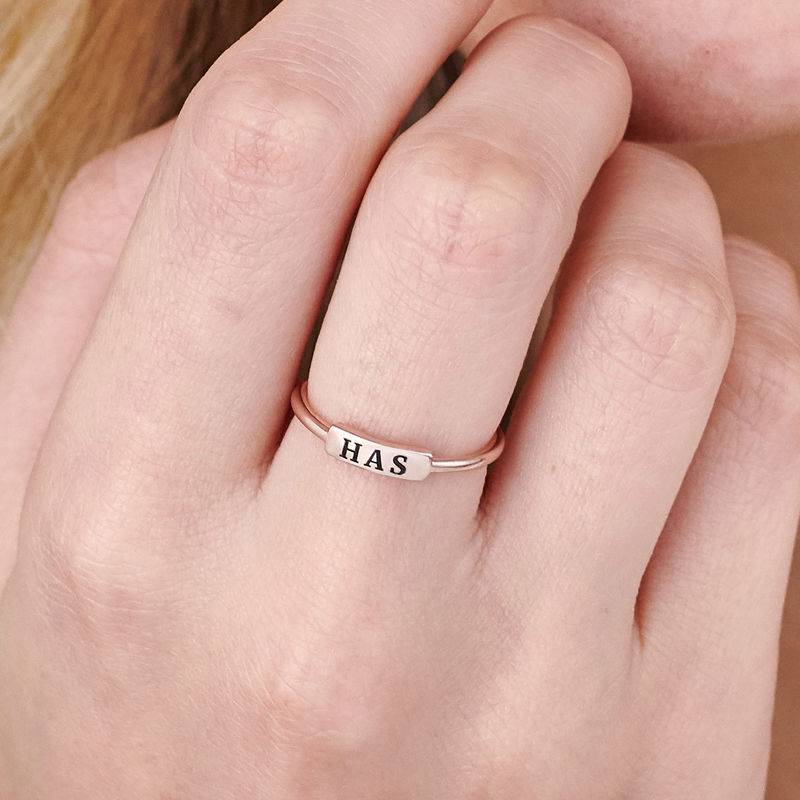 Stackable Nameplate Ring in 18ct Rose Gold Plating-4 product photo
