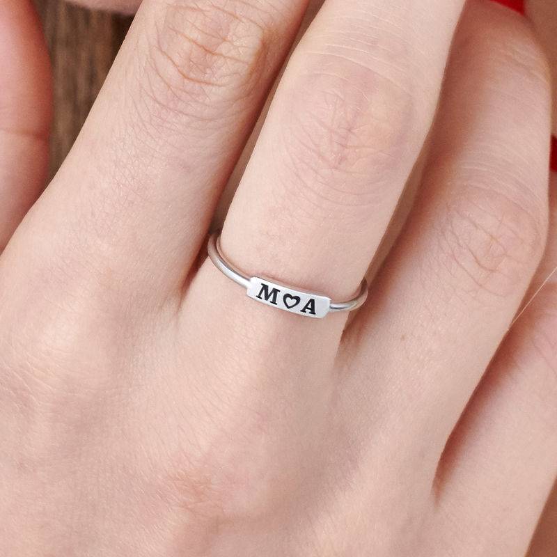 Stackable Nameplate Ring in Sterling Silver-4 product photo