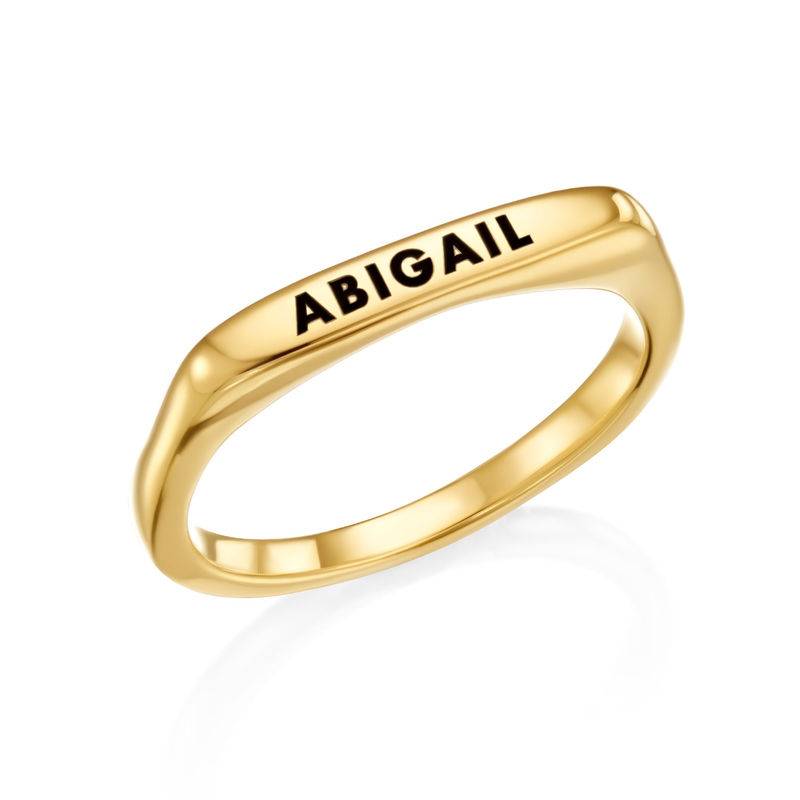 Stackable Rectangular Name Ring in Gold Plating-2 product photo