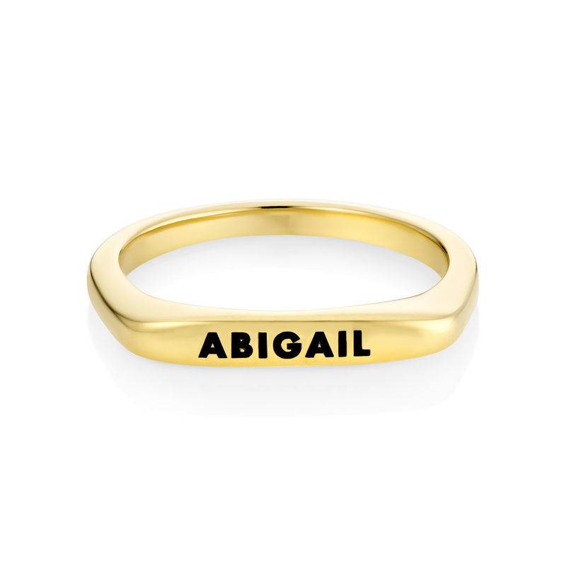 Stackable Rectangular Name Ring in Gold Plating-3 product photo