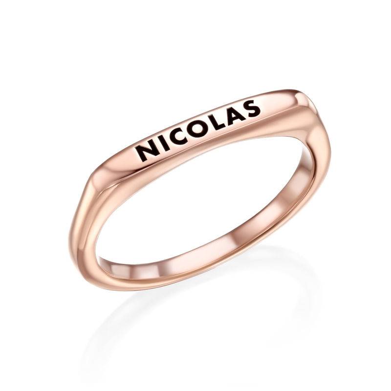 Stackable Rectangular Name Ring in Rose Gold Plating-3 product photo