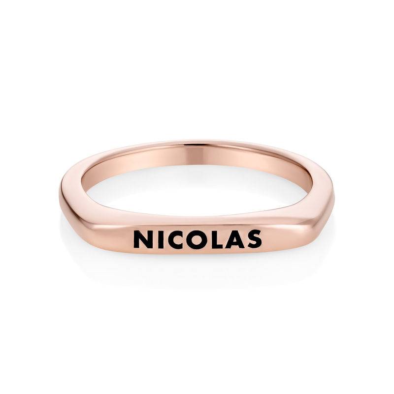 Stackable Rectangular Name Ring in Rose Gold Plating-5 product photo